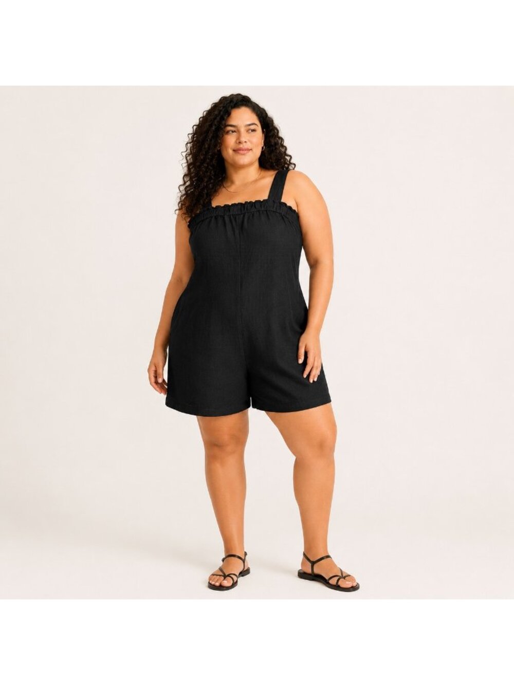 J Crew NWT Black 100% Linen Relaxed Romper XXL Resort Vacation